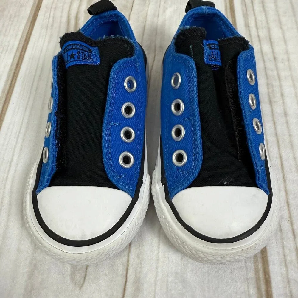 Converse‎ All Star Toddler Infant Shoes Blue Black Low Top Sneakers Size 5